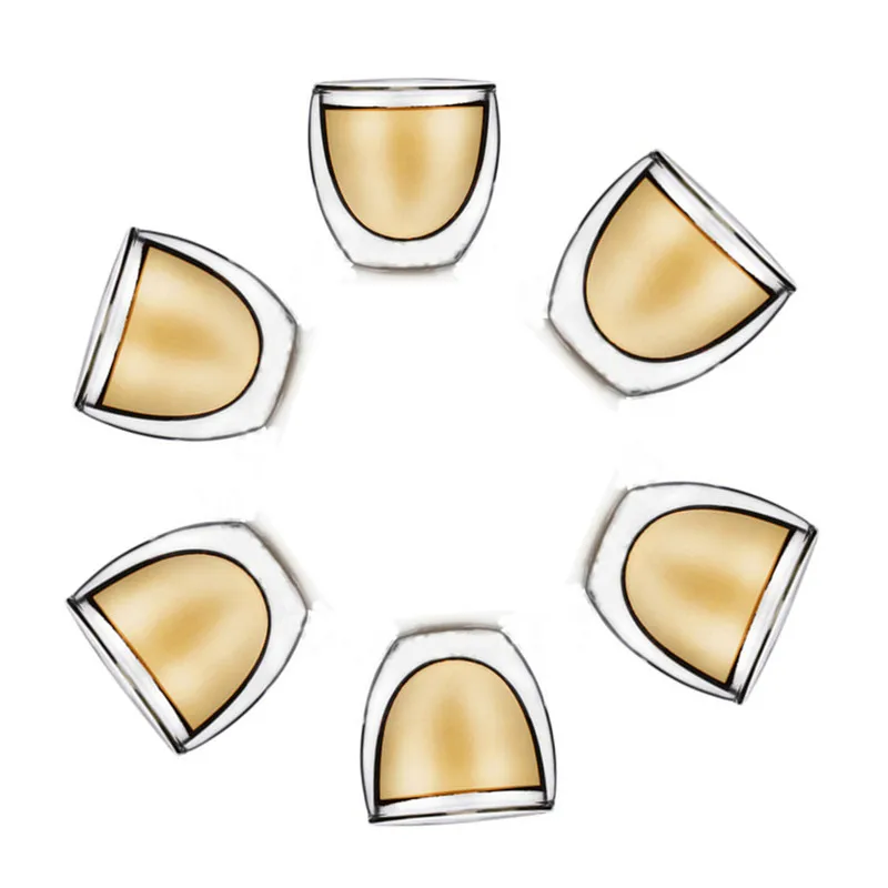 6pcs 80ml 6 шт. 80 мл двойной слой стены прозрачное стекло термостойкие Чай Кофе Кружка боросиликатная чашка - Цвет: 6pcs 80ml