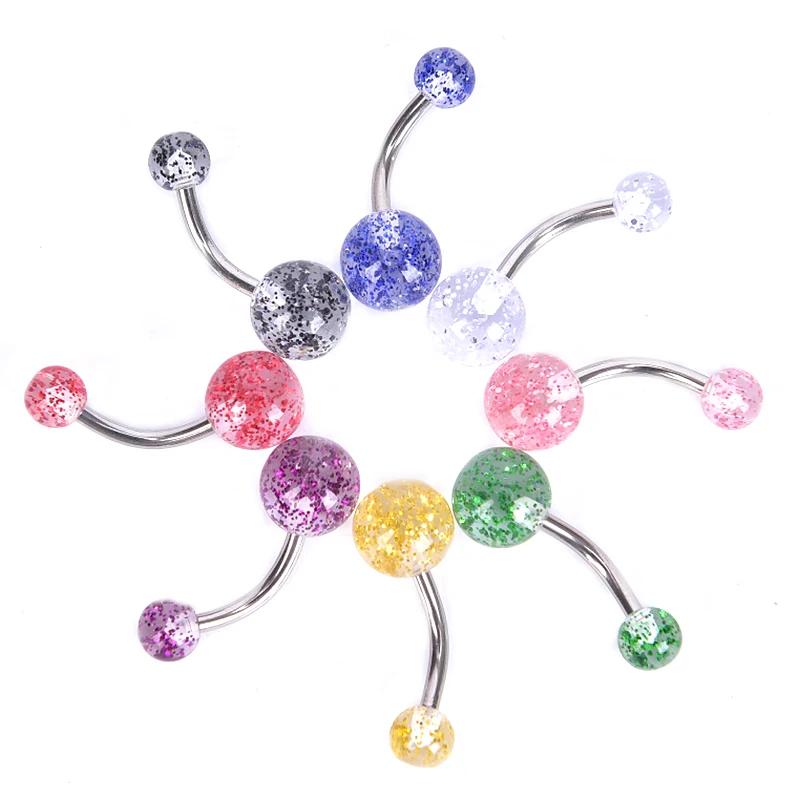8 шт./компл. красочные блестящие мотаться пупок кольца пирсинг тела планка L бара