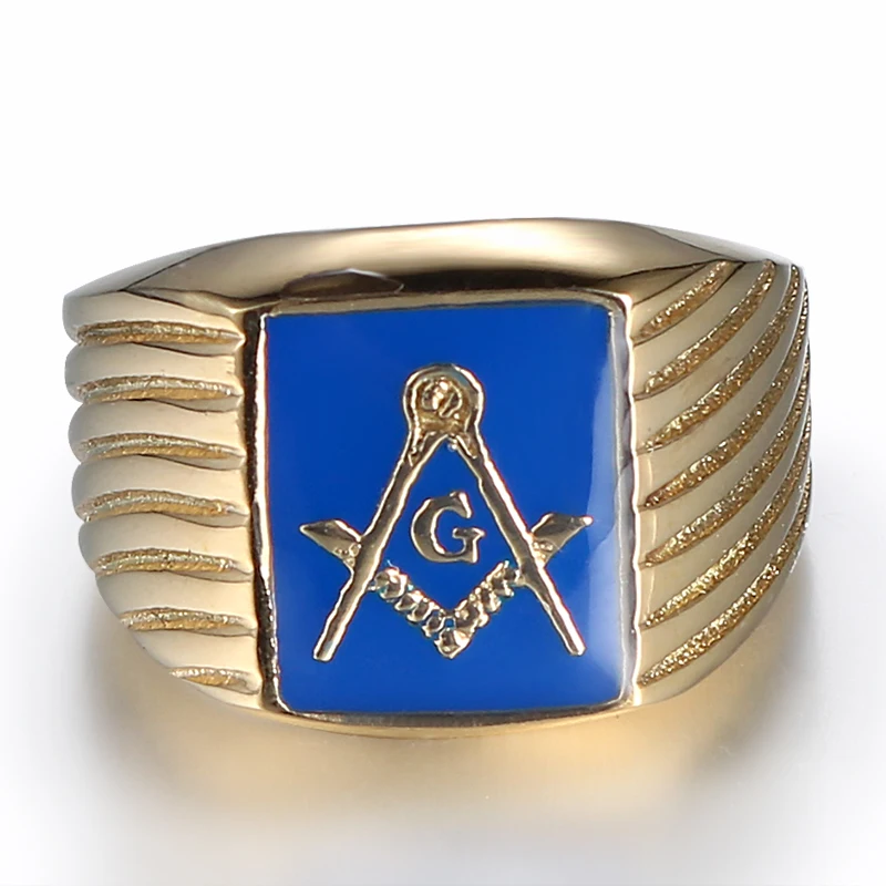 Новое поступление 2018 мужские кольца масонов золотого цвета в стиле хип хоп