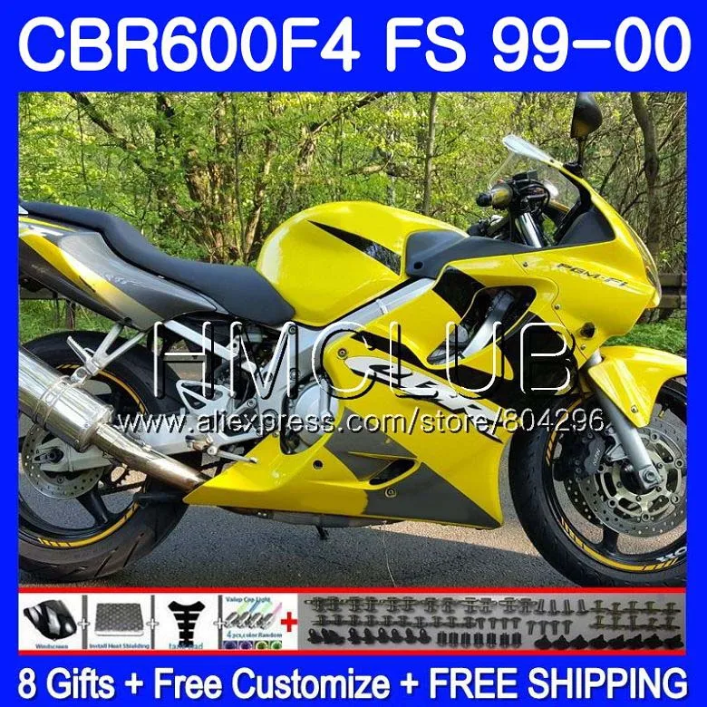 

Боди для HONDA CBR600F4 CBR600 F 4 RR CBR600 F4 99 00 60HM.0 CBR 600F4 CBR 600 FS CBR 600 F4 2000, желто-черный обтекатель