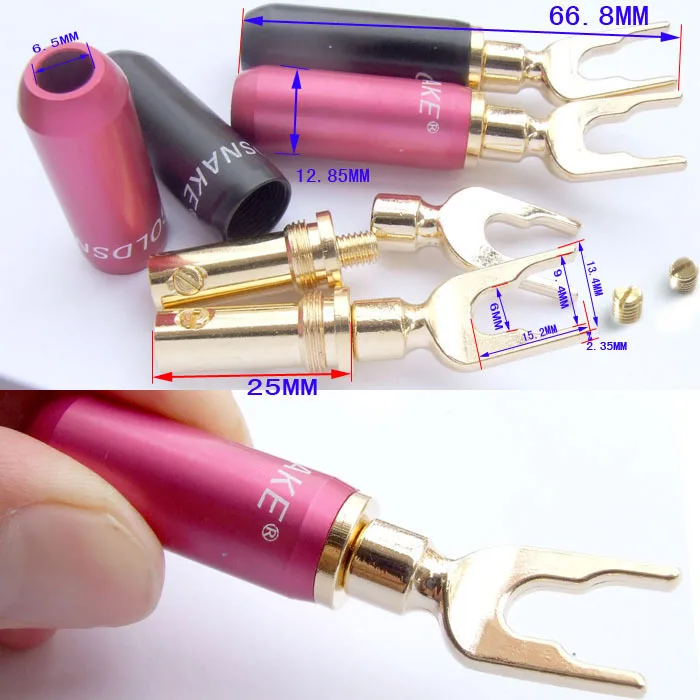 

24K Gilt Speaker fork Terminal BINDING POSTS Spade 5.5 mm