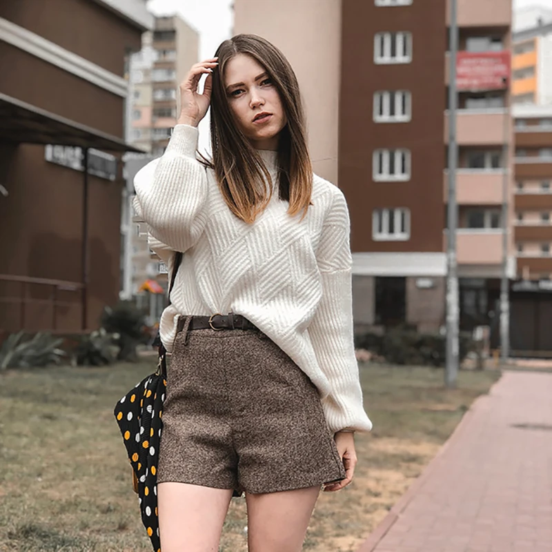 Pull Femme,, зима-осень, вязаный кашемировый свитер большого размера, женский, с рукавом-фонариком, со стразами, базовый, уплотненный, пуловеры