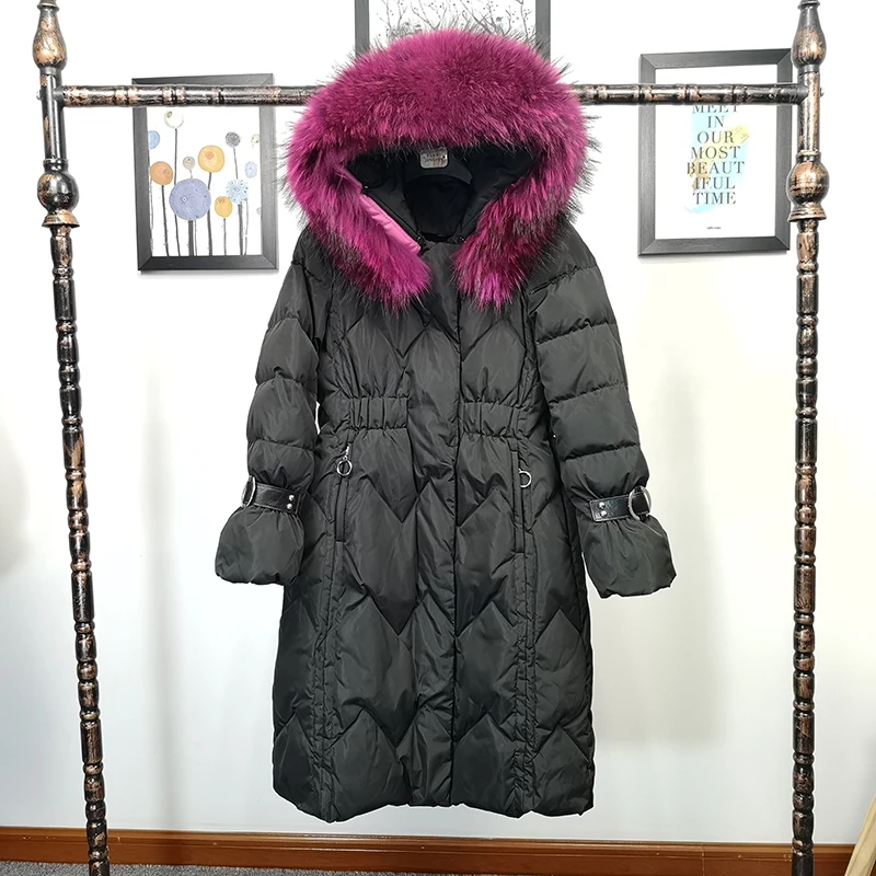 Огромный натуральным мехом енота 2018 зимняя куртка Для женщин Женская обувь