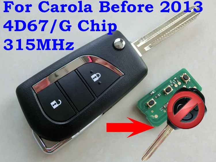 Складной дистанционный ключ RMLKS 2 кнопки чип 4d67 315 МГц для TOYOTA Corolla RAV4 Yaris EZ |