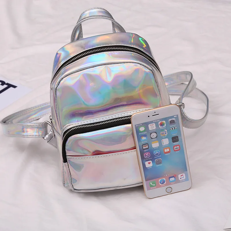 Laser Colors Fashion Mini Backpack For Women 2019 Summer New Soft PU Leather Cute School Bags Ladies Holographic MWX03 | Багаж и сумки