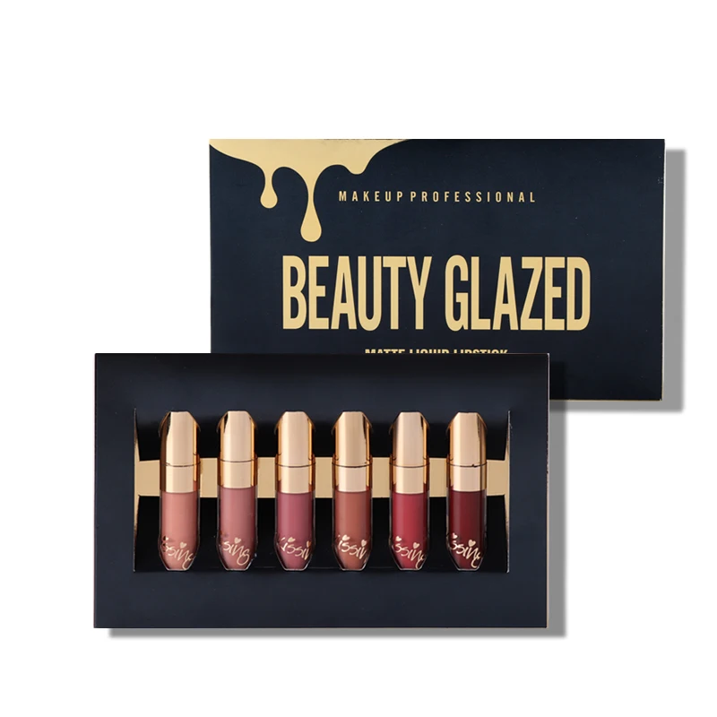 BEAUTY GLAZED 6 шт./компл. профессиональный макияж губ губная помада 6 долговечные цвета губная помада Матовая жидкая помада блеск для губ