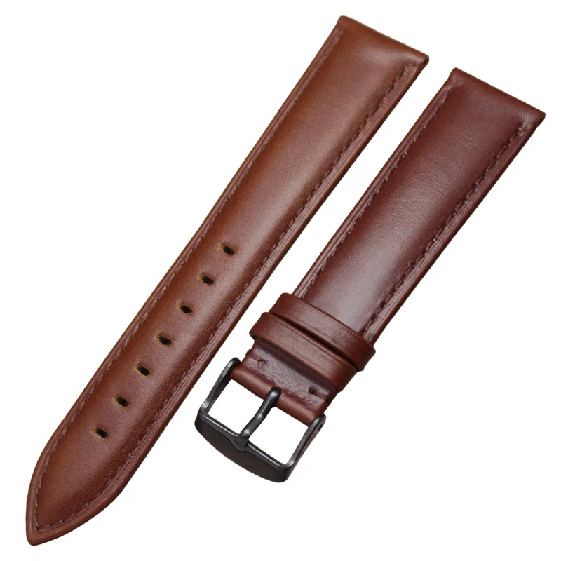 Brown black buckle 18 мм, 19 мм, 20 мм, 21 мм, 22 мм, 24 мм, Ремешки для наручных часов, мужские Ремешки для наручных часов, высокое качество, натуральная кожа, женские ремешки, браслеты, аксессуары - Цвет ремешка: Brown black buckle