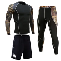 training compression mens sportwear suit mma tactical underwear rashgard male quick dry elasticity tights 3 piece tracksuit men