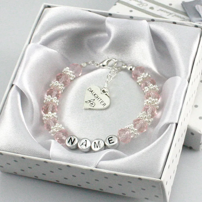 

New Personalised Girl Birthday Wedding Gift Charm name Bracelet Daughter With Box