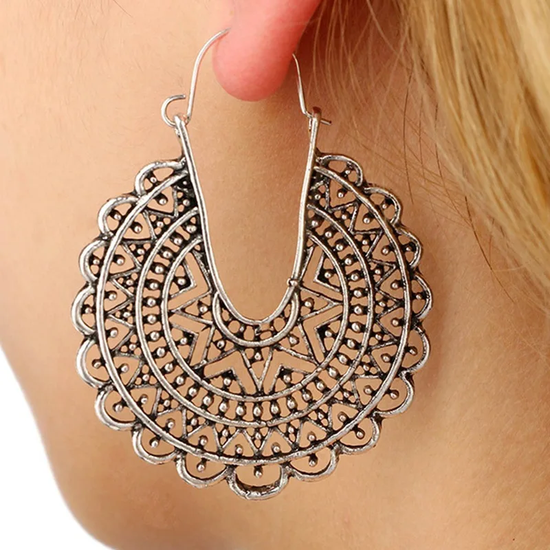 18 стильные индийские медные серьги в этническом стиле висячие полые с цветком