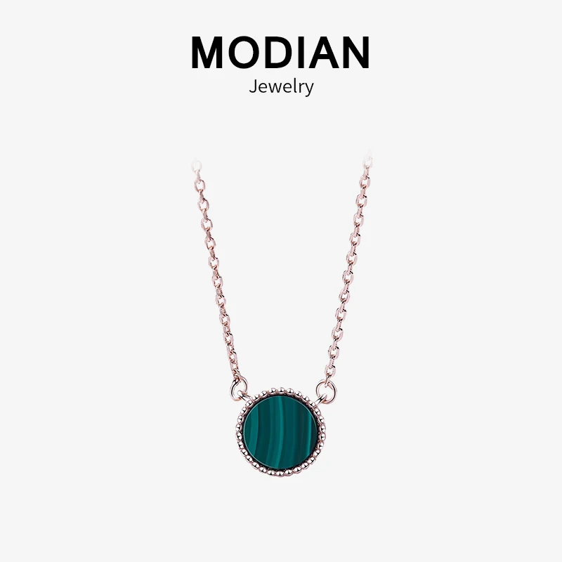 MODIAN 925 серебро розовое золото 3 Цвета агат круглый кулон ожерелье для женщин многоножные Дизайнерские Ювелирные изделия Подарки