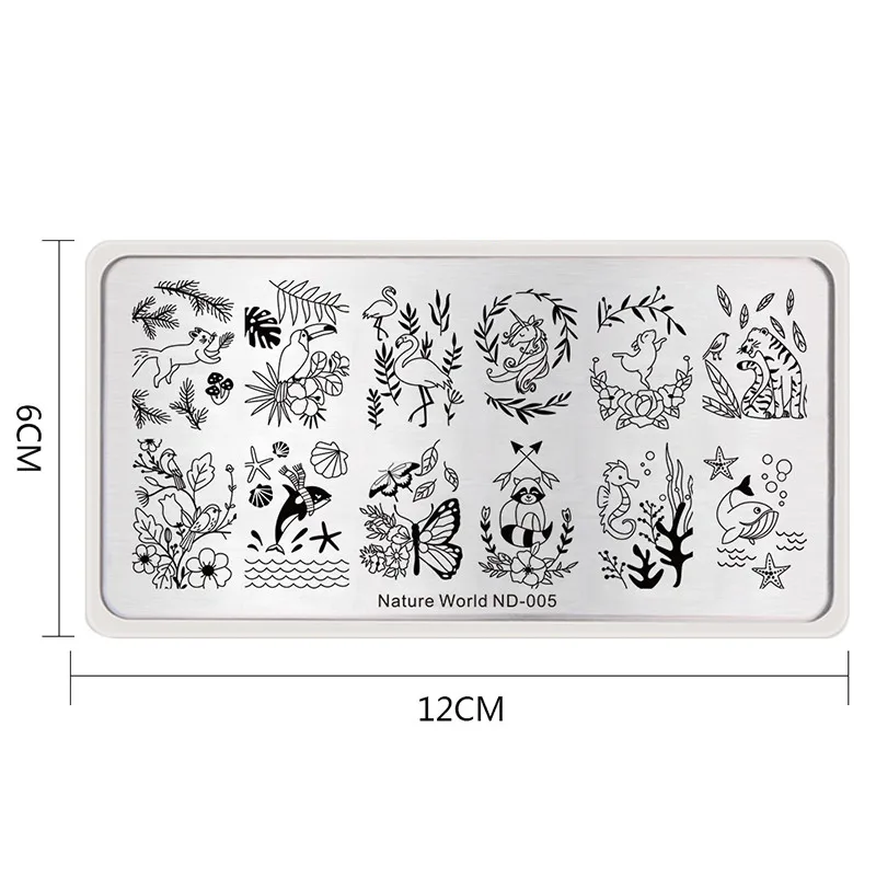 Прямоугольные круглые штамповочные пластины NICOLE DIARY для ногтей животные