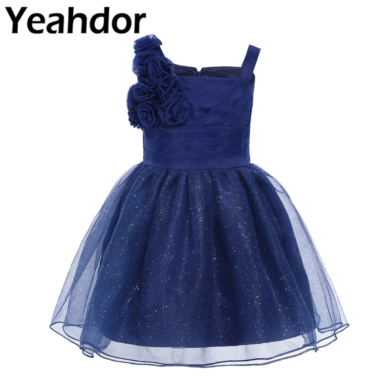 Платье для маленьких девочек до колена без рукавов с блестками фатиновой юбкой