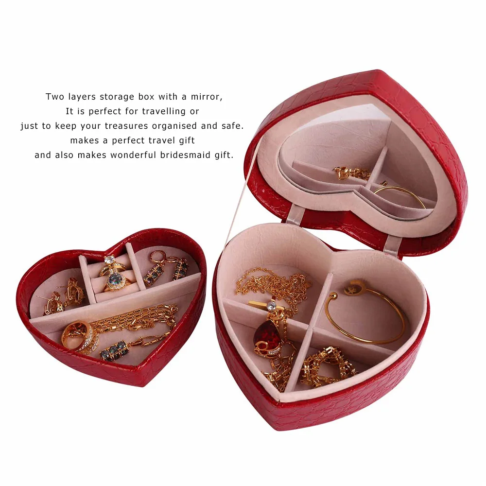 U7 Женские Кожаные Сердце Подарочные Коробки Для Хранения Украшений Органайзер