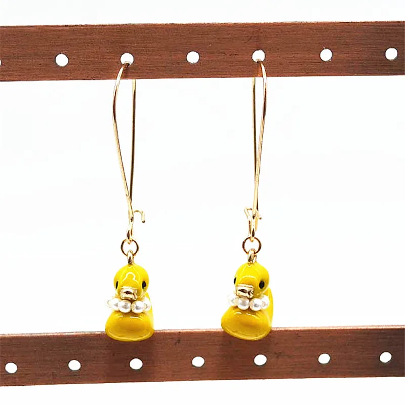 Ladies fashion zinc alloy jewelry Yellow enamel drops glaze ducks cartoon long earrings cute 2017 new | Украшения и аксессуары