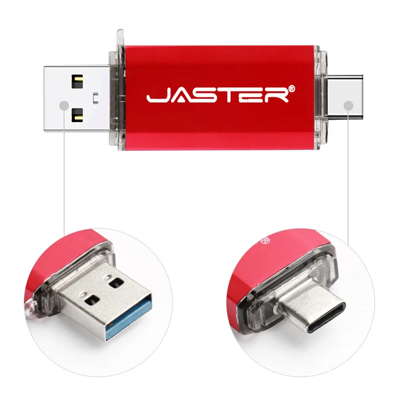 JASTER type-C OTG флеш-накопитель USB 3,0 64 ГБ 32 ГБ 16 ГБ флеш-накопитель смартфон память Мини USB карта type-C 3,1 двойной разъем