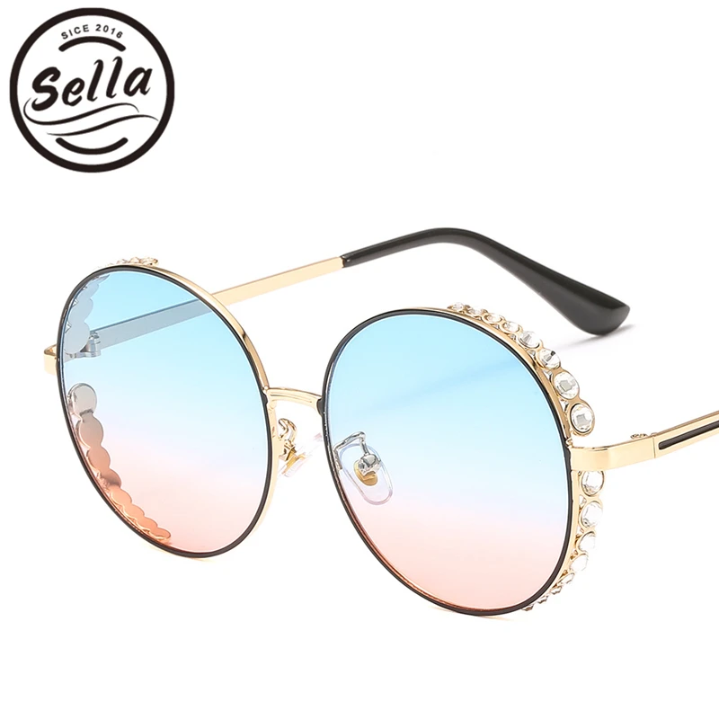 Sella 2019 модные увеличенные Круглые Солнцезащитные очки трендовые женские