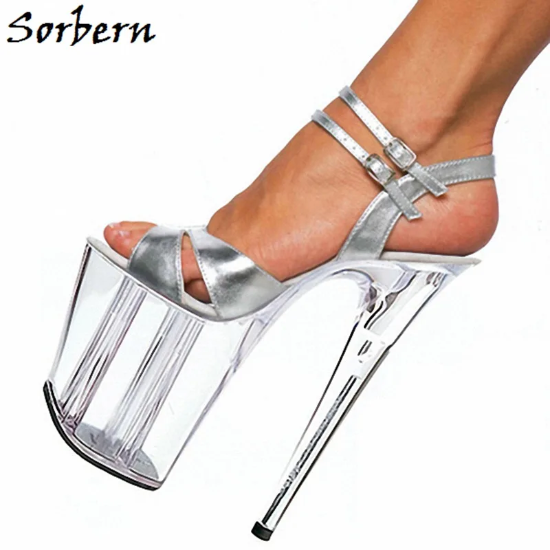 

Sorbern Perspex/Босоножки на каблуке с ремешком на щиколотке; большие размеры 10; Летняя женская обувь на высоком каблуке; Босоножки на платформе с о...