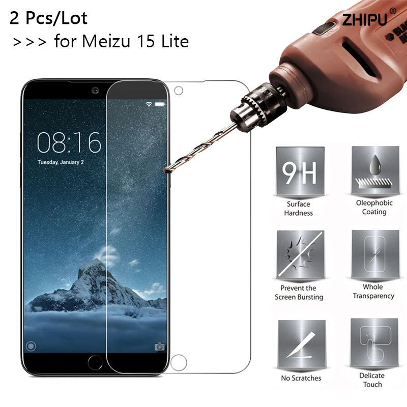 2 шт./партия 2.5D 0,26 мм 9H Премиум Закаленное стекло для Meizu 15 Lite Защитная пленка для экрана для Meizu 15 Lite M15 5,46"