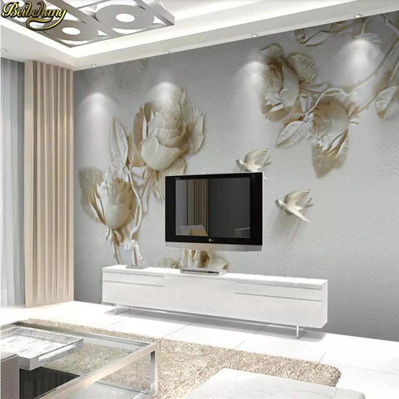 Обои на заказ 3D обои с золотым тиснением розы Летающие птицы настенная живопись