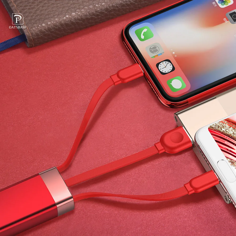 USB кабель Oatsbasf 3 в 1 для быстрой зарядки xiaomi redmi note 7 Samsung S9|Кабели мобильных