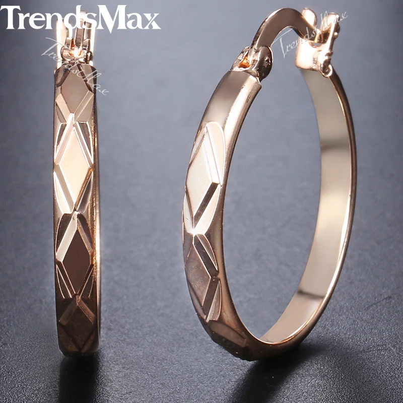 Классические серьги обруча для женщин 585 из розового золота женские кольца