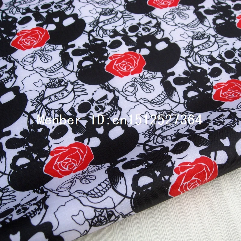 WF142 водонепроницаемая ткань с ПВХ покрытием Роза и череп|waterproof fabric|fabric waterprooffabric