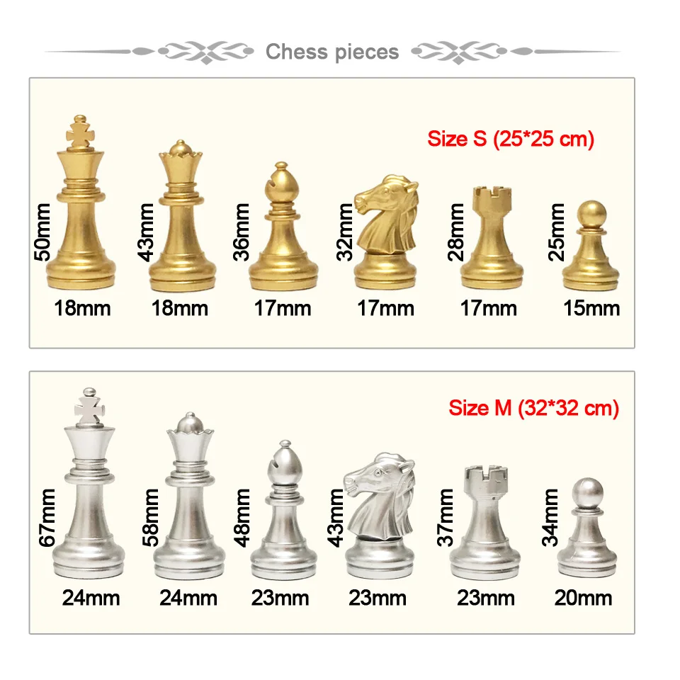 Средневековые магнитные шахматы 32 золотистые Серебристые детали для настольной