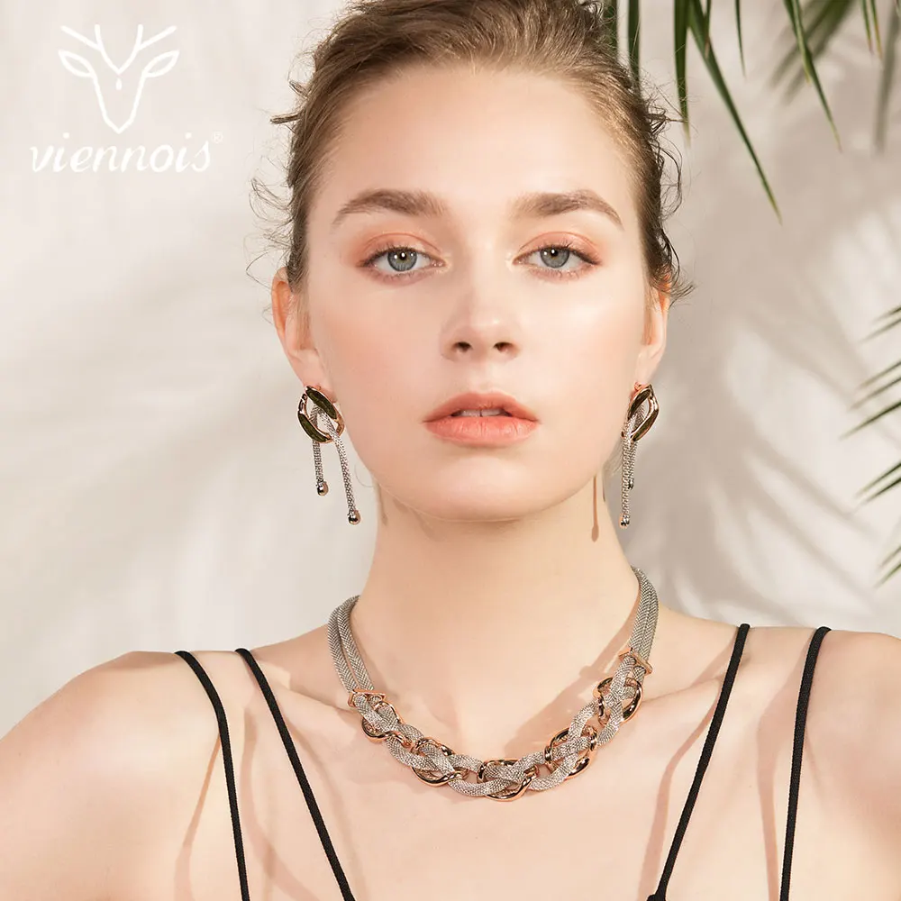 Viennois, разные цвета: серебро/розовое золото, серьги-капли, набор украшений для женщин, женские вечерние Ювелирные наборы, Новинка