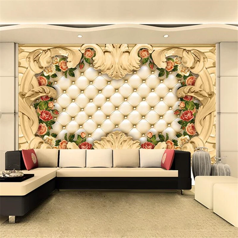 3d обои на заказ большие Континентальная граница роскошные мягкие сумки роза фон