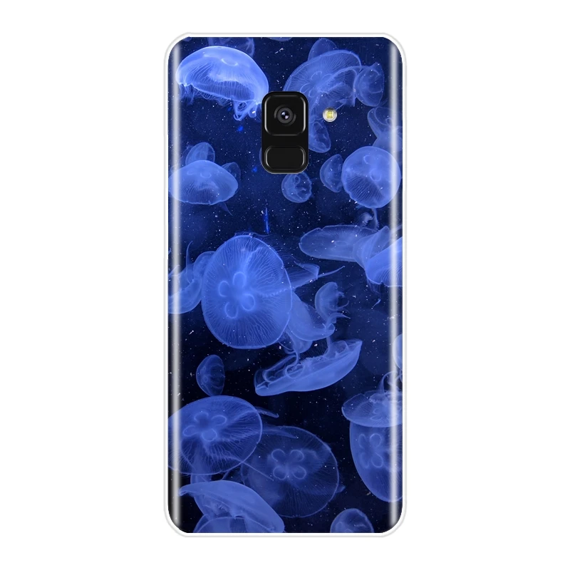 Силиконовый чехол для телефона Samsung Galaxy A6 A8 Plus 2018 мягкая задняя крышка с голубым