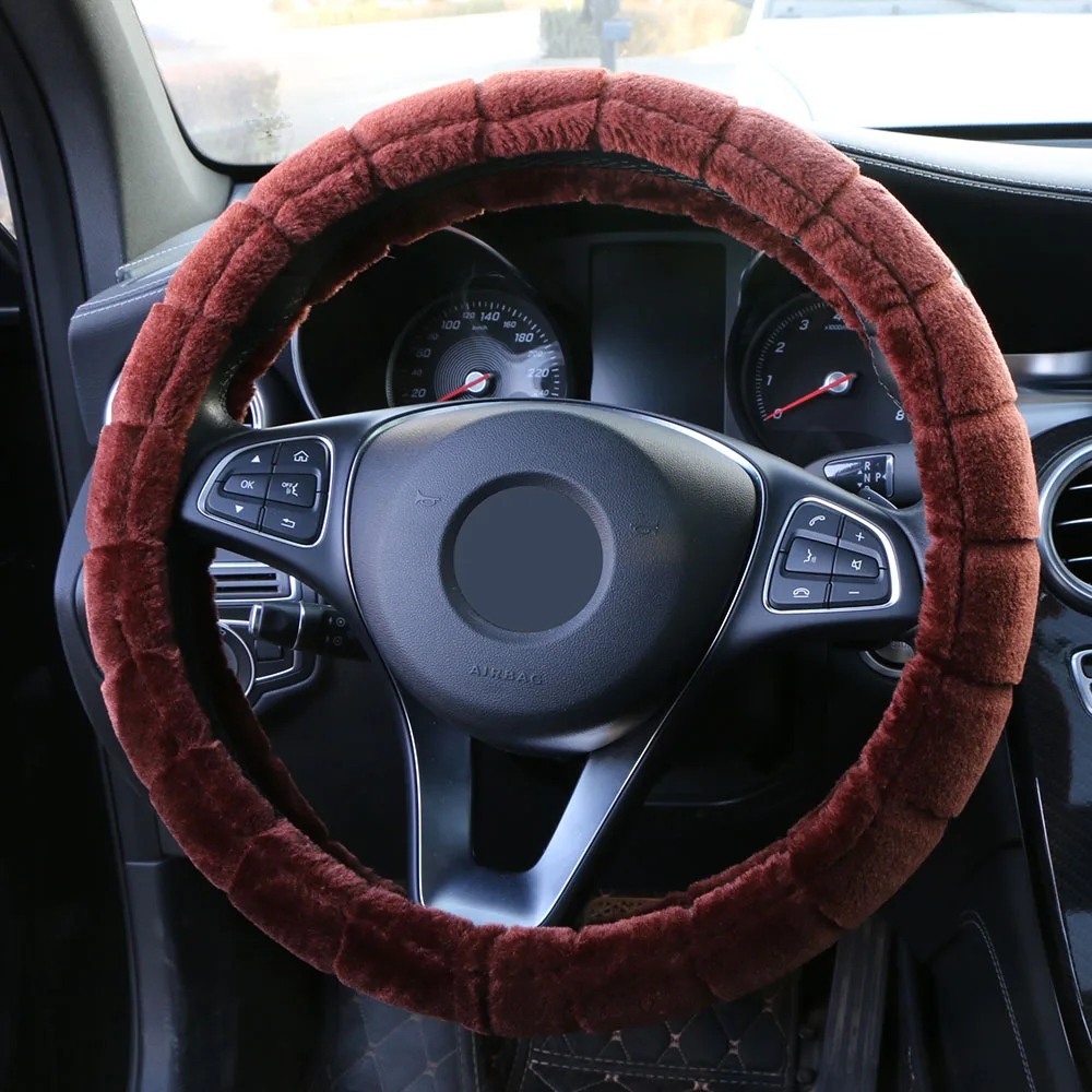 Новое поступление красный плюшевый чехол рулевого колеса автомобиля для девочек