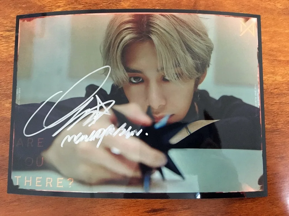 Ручной Подпись монста X Hyungwon фото с автографом ты там 5*7 102018|Фотоальбомы| |