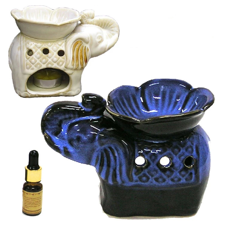 

PINNY Elephant Shape Ceramic Essential Oil Aromatherapy Burner Handmade Aroma Burner Home Fragrance Oil Incense Burner