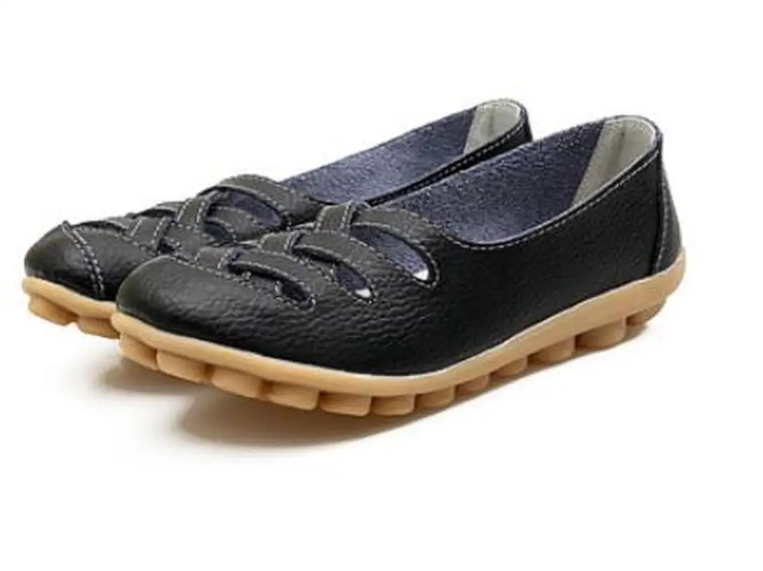 Мокасины женские из натуральной кожи без застежки на плоской подошве|Женские