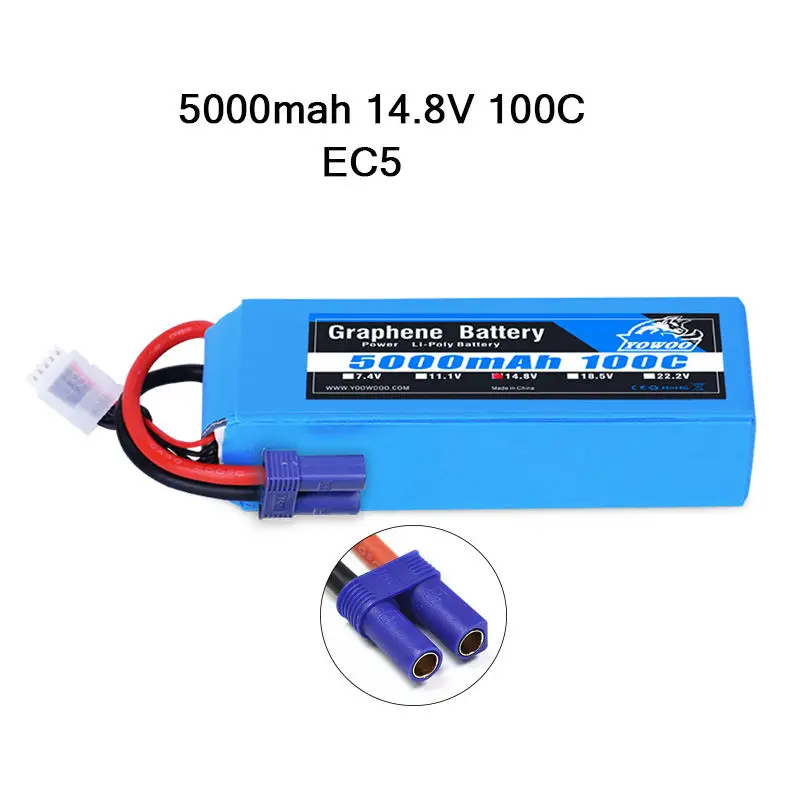 4S 5000mah 100C EC5 Радиоуправляемая графеновая батарея Lipo 2S 7,4 V 3S 11,1 V 4S 14,8 5S 18,5 V 6S 22,2 V 3000mah 3300mah 4000mah 5000mah 6000mah 6500mah для радиоуправляемого автомобиля - Цвет: 4S 5000mah 100C EC5