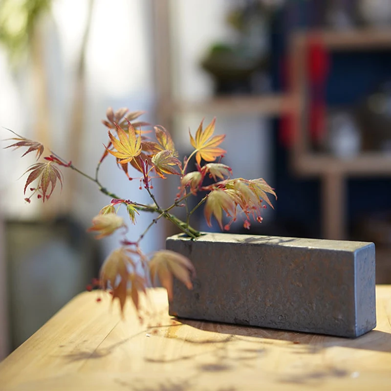 

Vintage Coarse Pottery Rust Glaze Vase Zen Flower Arrangement Flowerpots Tabletop Hydroponics Vases Ceramics Planters Home Decor