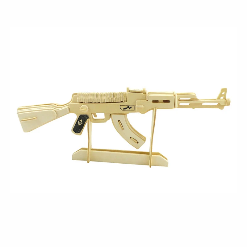 DIY 3D деревянные пазлы для детей и взрослых Ak47 Submachine Gun игрушки паззлы Обучающие