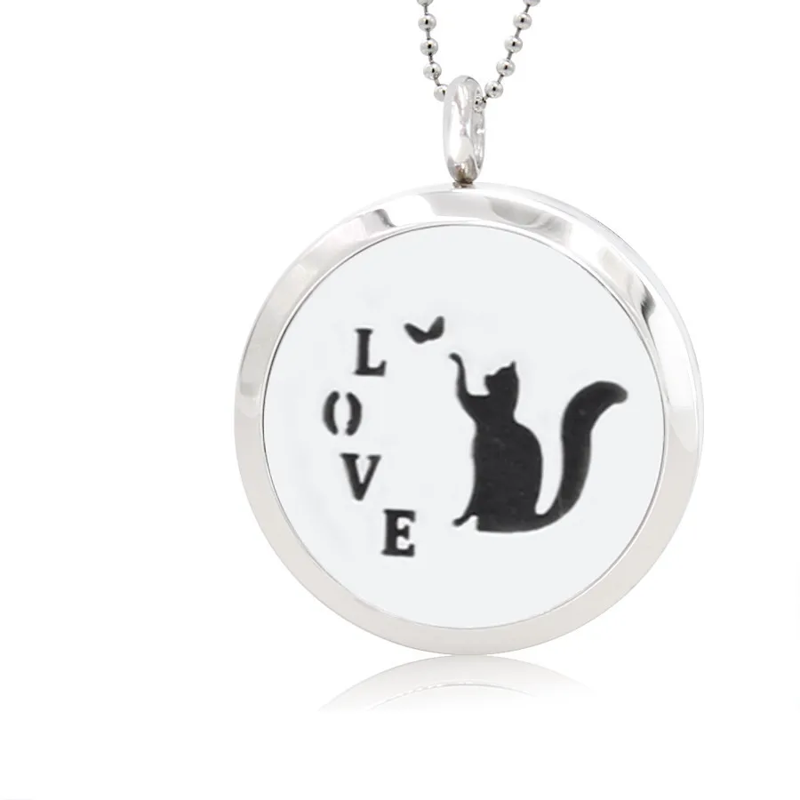 067 love cat Медальон из нержавеющей стали 316L, собака, кошка, медведь, лапа, черепаха, 30 мм, ароматерапия, магнитный медальон/твист, духи, подвеска-диффузор, отправка 10p подушечек - Окраска металла: 067 love cat