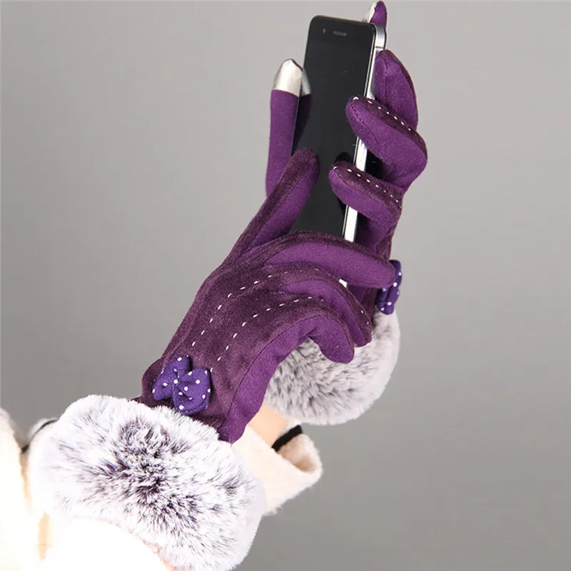 Женские зимние перчатки guantes rekawiczki шерстяные теплые кашемировые с сенсорным