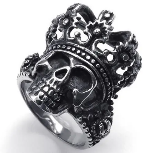 Винтаж Нержавеющая сталь Король Череп Корона Байкер Для мужчин кольцо