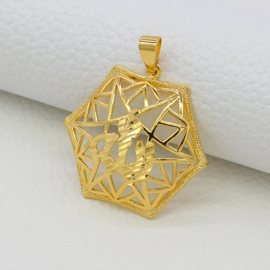 Адиксин ромбовидный полый Бог кулон ожерелье золотой цвет цепь ювелирные