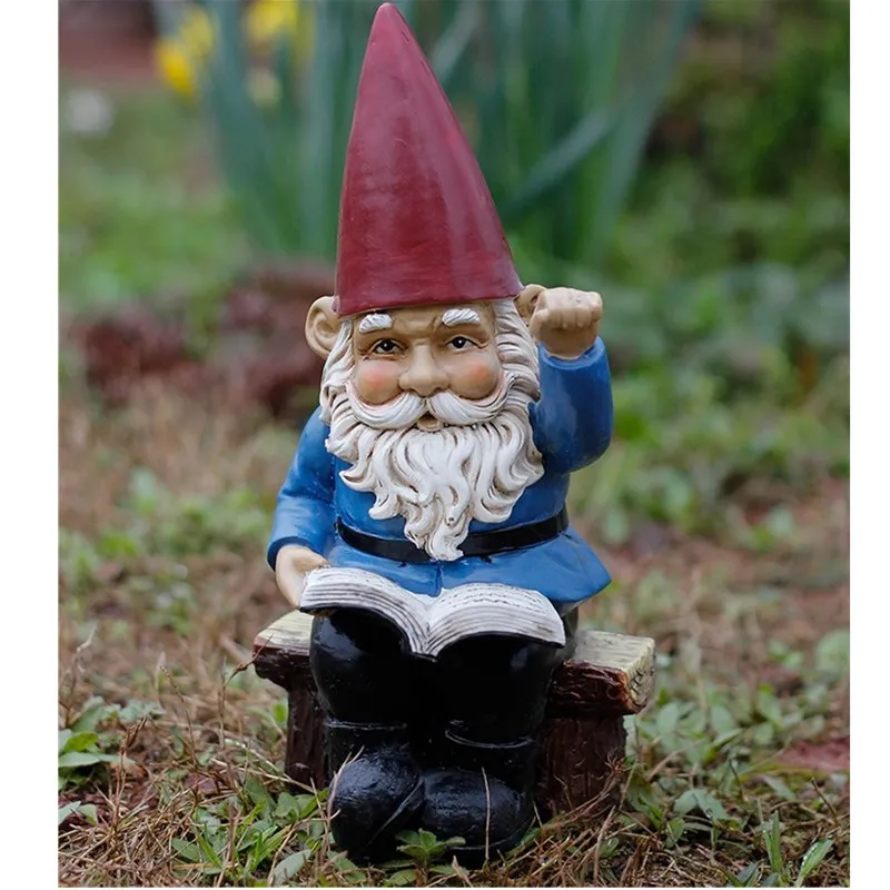 Креативные смолы Take Books волна Gnome Статуэтка двора карликовая статуя Американа для дома сада улицы украшения r77