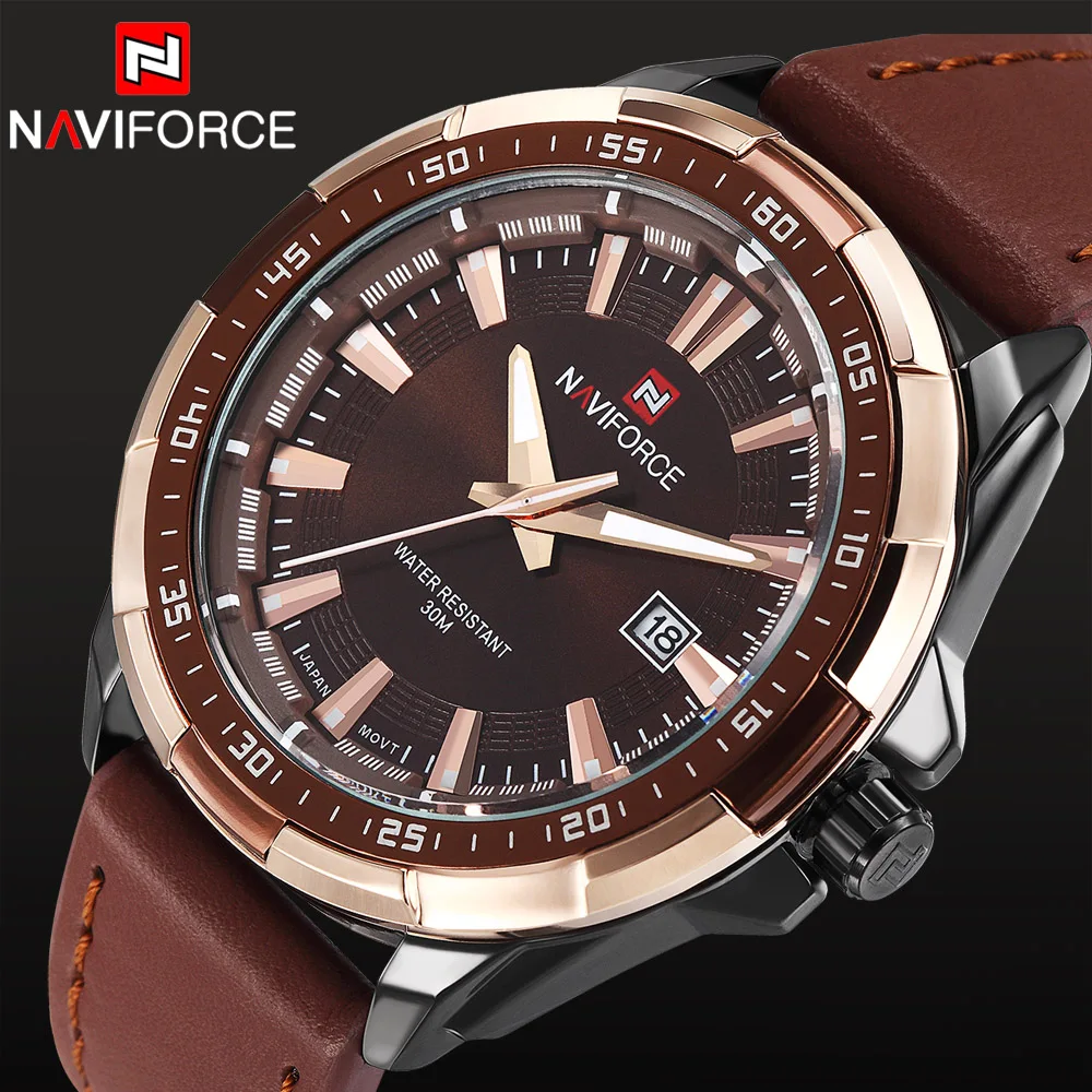 NAVIFORCE мужские часы 2016 новые лучший бренд роскошные кожаные аналоговый дисплей