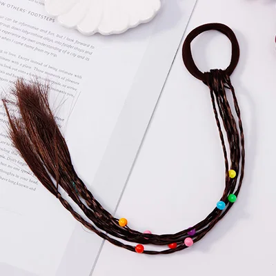 dark brown ball Красивый цветок мяч сердце парик кольцо эластичные резинки для волос девушки конский хвост держатель резиновые трикотажные резинки для волос головные уборы аксессуары для волос - Цвет: dark brown ball