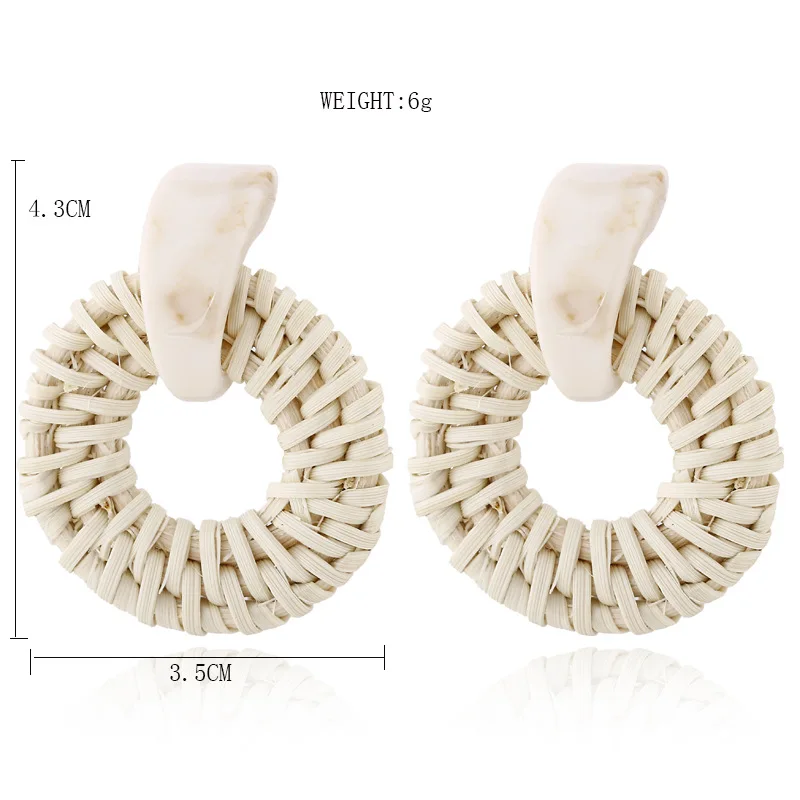 Серьги из ротанга ручной работы с ананасом для женщин большие круглые серьги