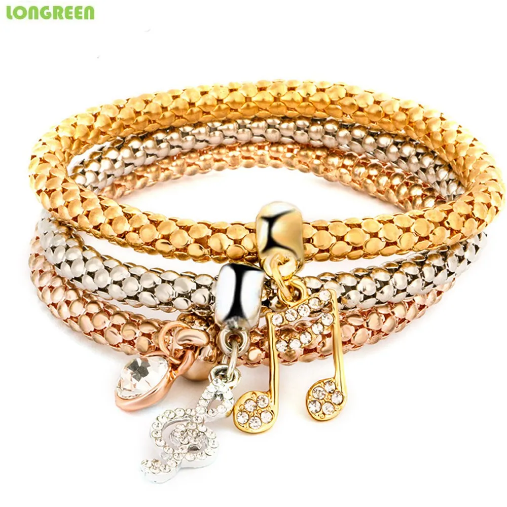 Комплект из 3 предметов серебряный браслет розового золота Регулируемый Женский