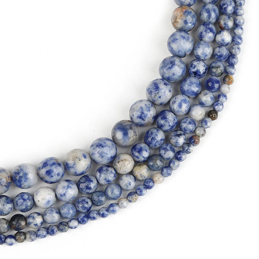 White Dot Sodalite 4/6/8/10mm Faceted Natural Stone Round Ball Beads for DIY Necklace Bracelet Earring Jewelry Making Findings | Украшения