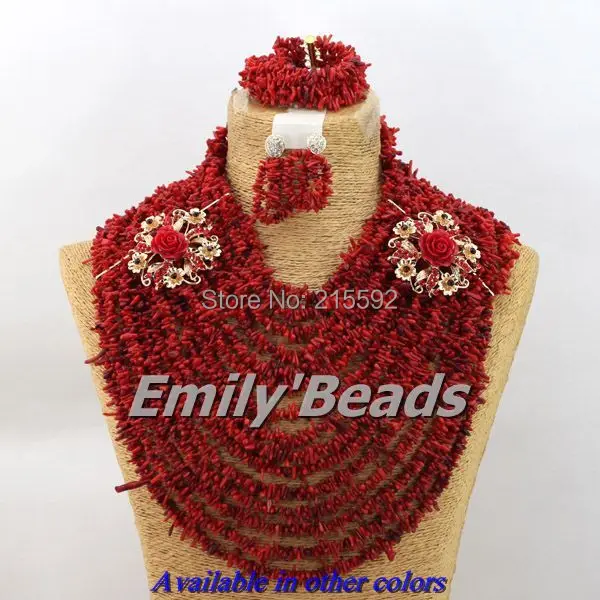 Новые Потрясающие 15 слоев красные нигерийские Африканские свадебные бусы
