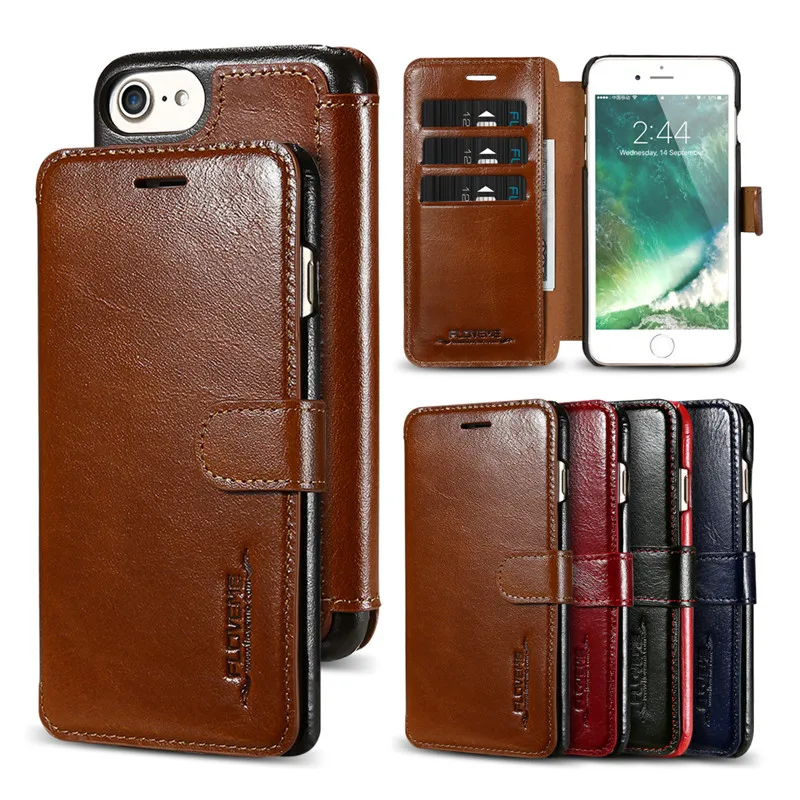 FloveMe Luxury Brand Wallet Case for iPhone 7 Genuine Real Leather Card Slots Holder Cover iphone Plus Coque | Мобильные телефоны и